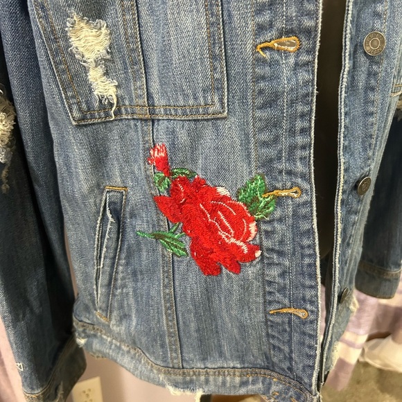Hidden Distressed Denim Jacket - Picture 6 of 13